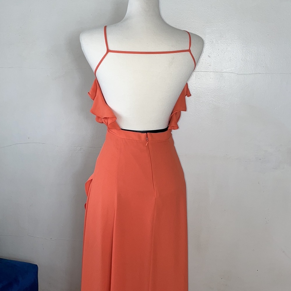 Fame and Partners Orange Chiffon Dress 4 - Picture 7 of 11